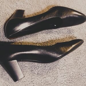 The Row Classic Black Leather Heels